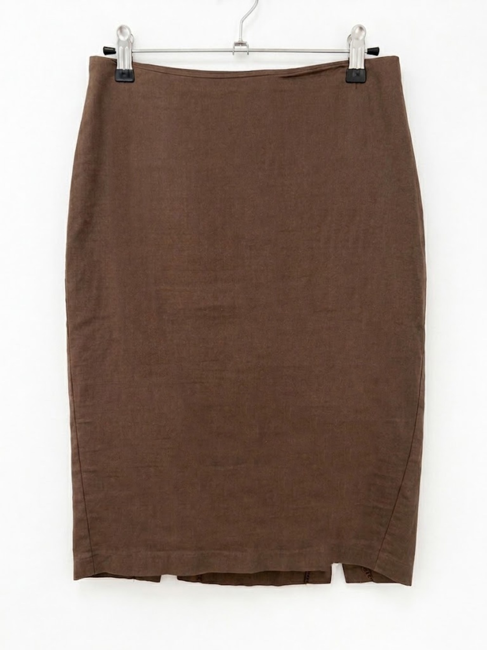 Sisley Brown Pencil Skirt Size 40 Wrap Front Side Zip Y2K Minimalist